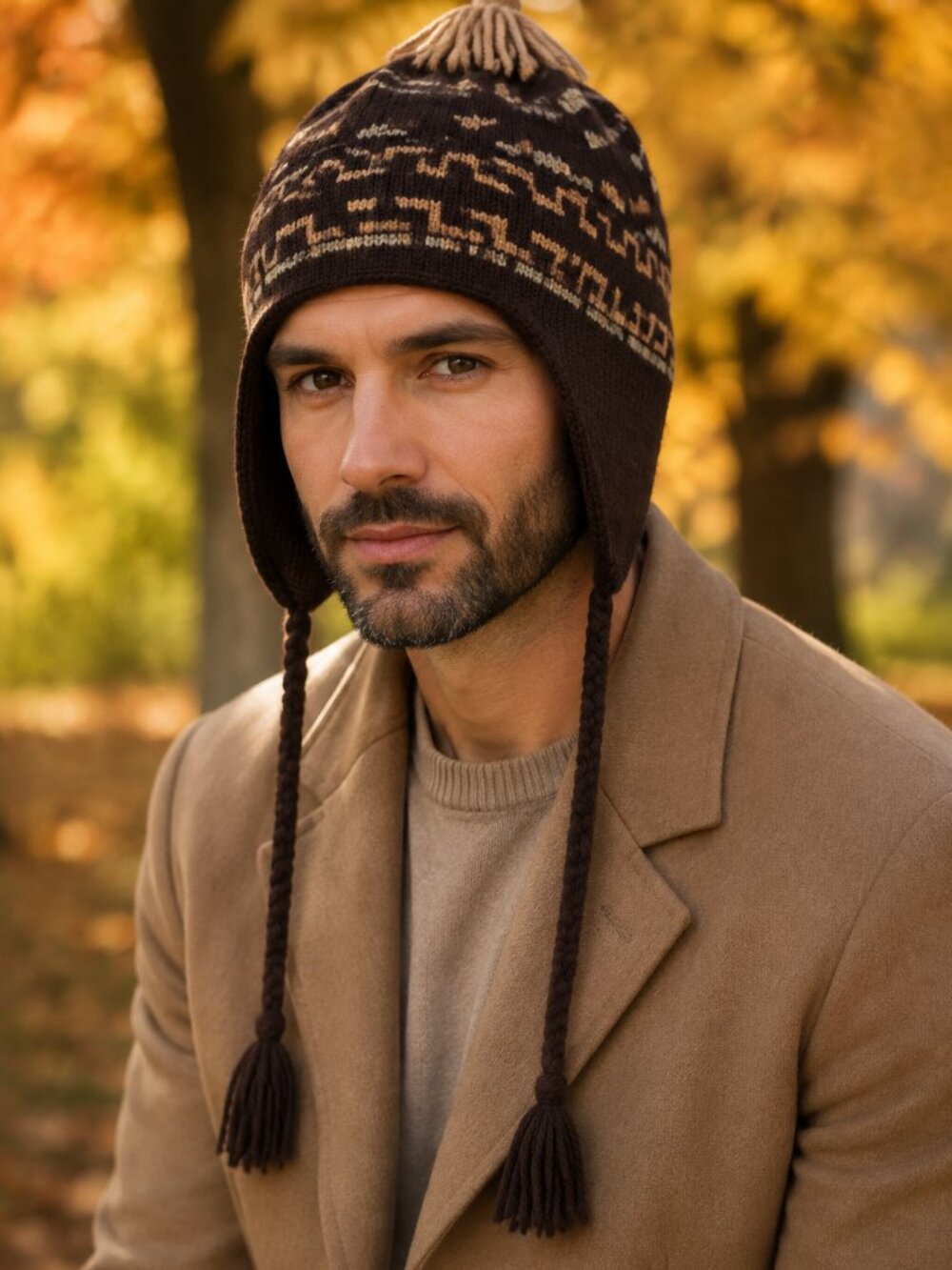 Les Tricots DDC Inc. 100% Pure Virgin Wool Hand Knitted Chullo Earflap Hat